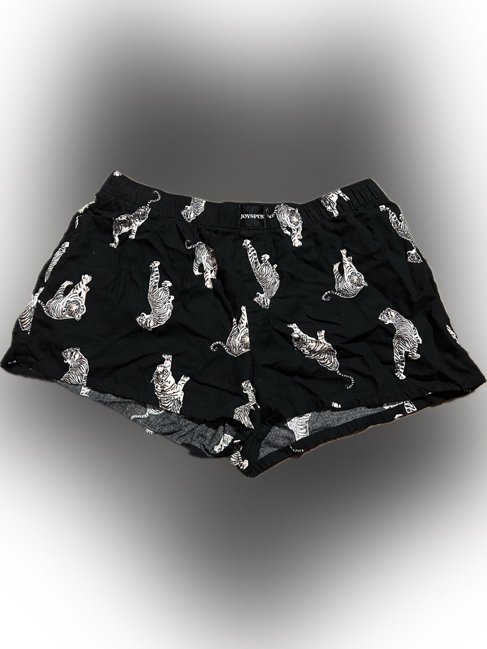 Joyspun Women’s LG (12-14) Boxer Shorts - Black with Tigers